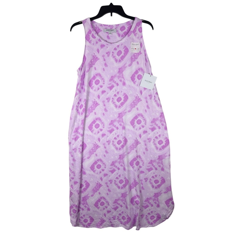 Ellen Tracy Lounge Womens Lavender Tie Dye Sleeveless Maxi Dress N8223099 Size M